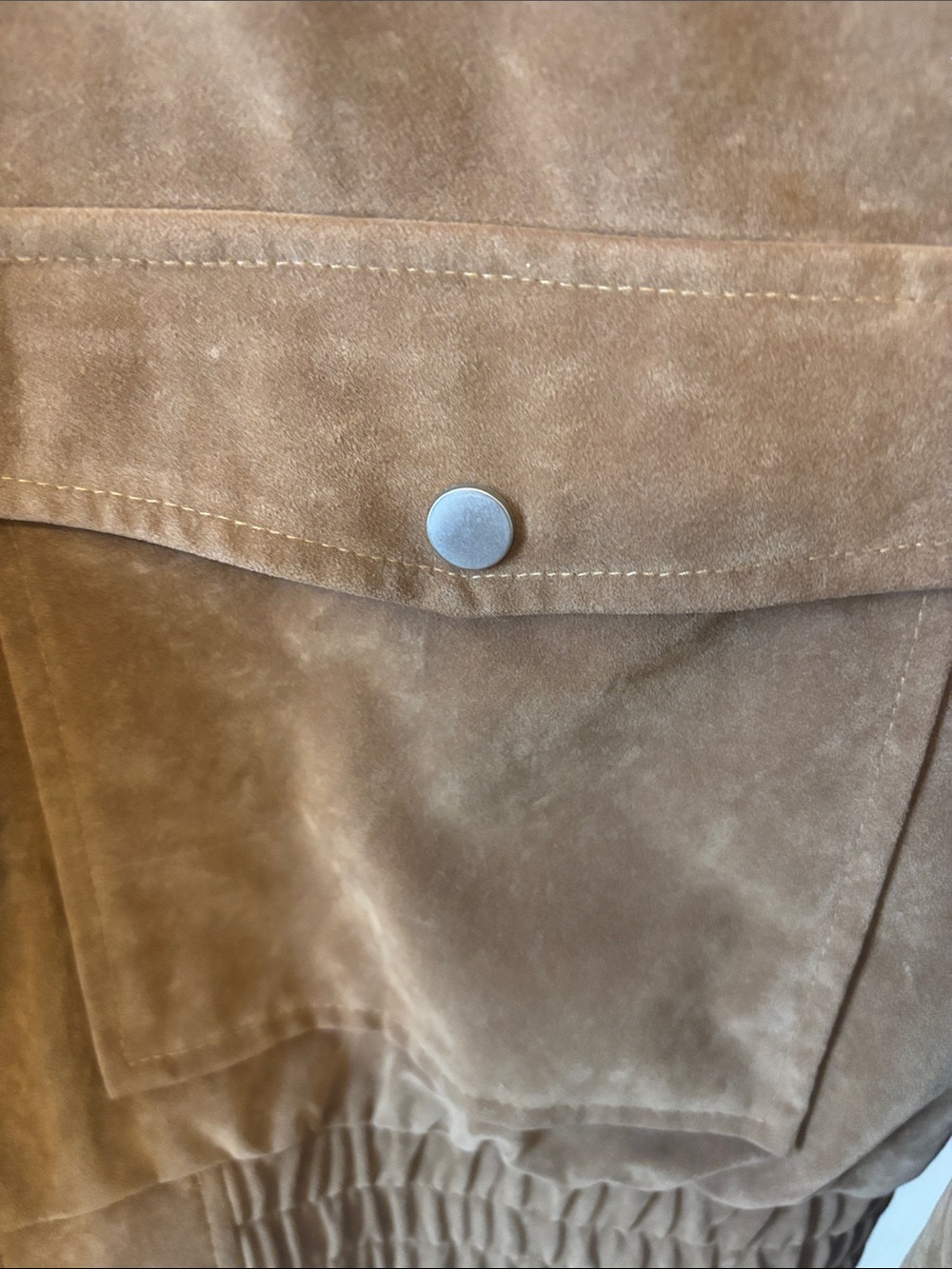 Topshop Camel Faux Suede Cropped Bomber Jacket - Picture 3 of 11